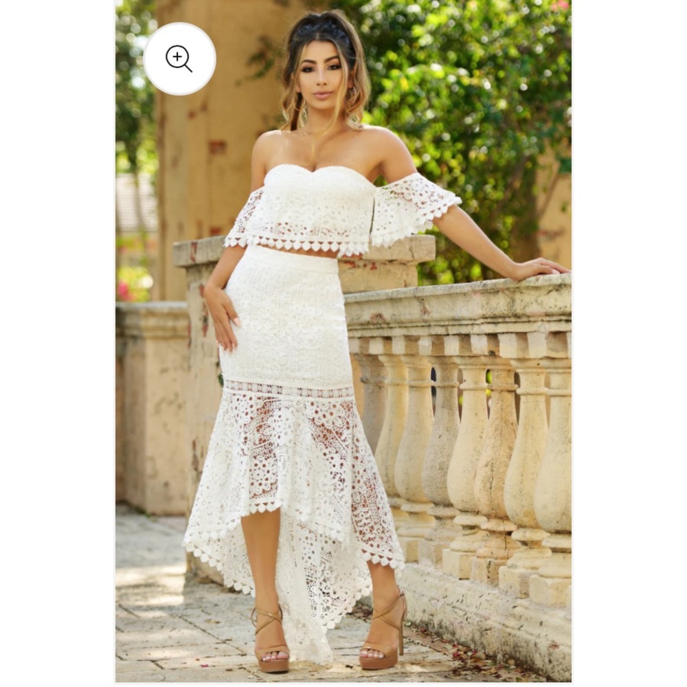 White two piece dress set